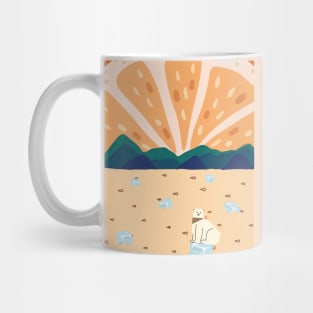 Polar bear on orange sea Mug